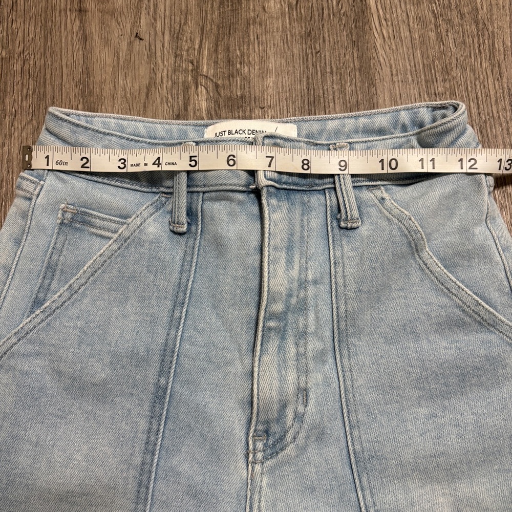 Just Black Denim Jeans Women Size 24 Light Wash High Rise Wide Leg Raw Hem USA - Picture 9 of 10